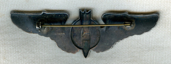 Gorgeous WWII USAAF Bell Pattern Bombardier Wing in Sterling Silver