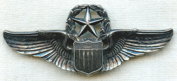 Beautiful Sterling WWII USAAF Command Pilot Wing by Josten in Pinback