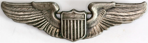 US Army Air Corps 1930s Pilot Wing by NS Meyer in plated Nickel