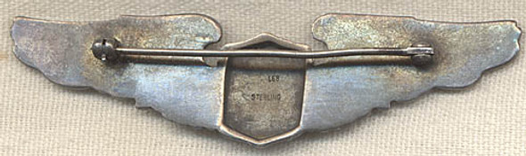 Nice Sterling WWII AAF Pilot Wing by Balfour