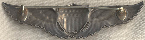 Beautiful WWI US Air Service Pilot Wing 14K & Sterling by Robbins