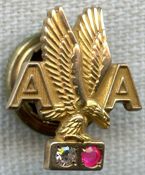 1950s American Airlines 15 Years of Service 10K Lapel Pin