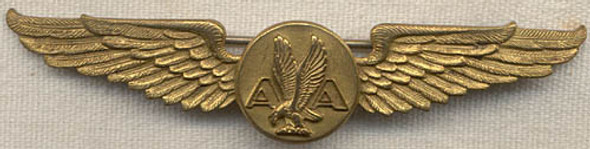 Circa 1930 American Airways Pilot Wing 2nd Issue