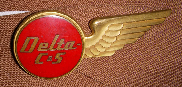 Rare 1950s Delta, Chicago & Southern (Delta C&S) Stewardess Hat with Badge