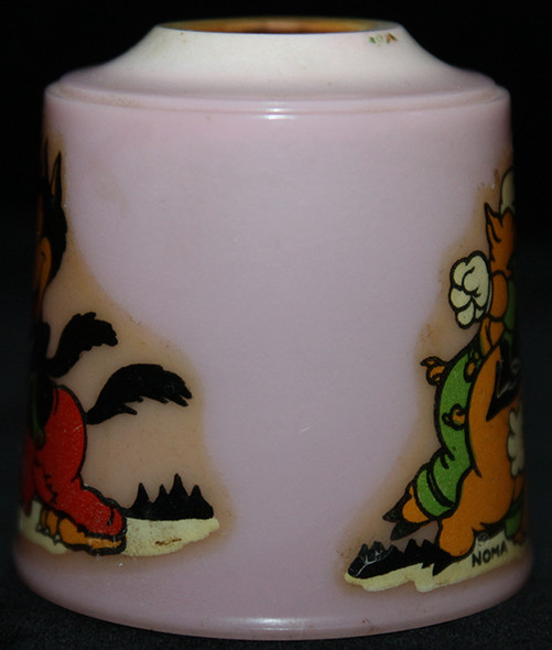 1930's Walt Disney Enterprises Christmas Light Shade Featuring 3 Little Pigs & 3 Little Wolves