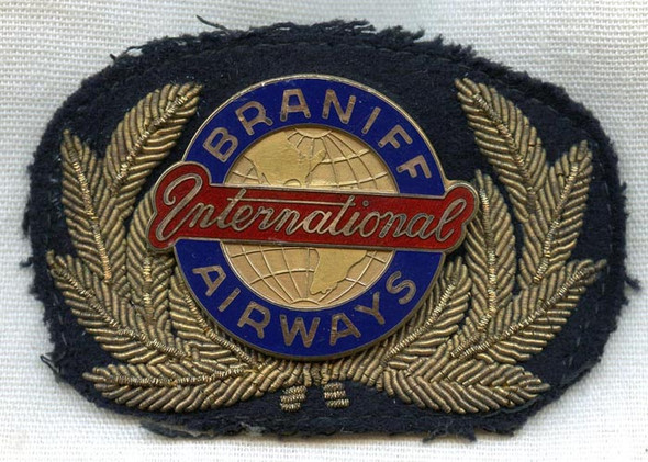 Scarce Early 1950s Braniff Airways Pilot Hat Badge 4th Issue Type I
