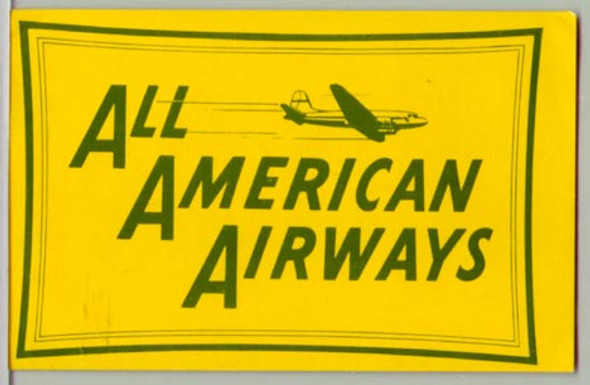1950s All American Airways Baggage Label
