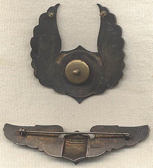 RARE Circa 1950 Blatz Air Lines Wing & Cap Badge in Sterling