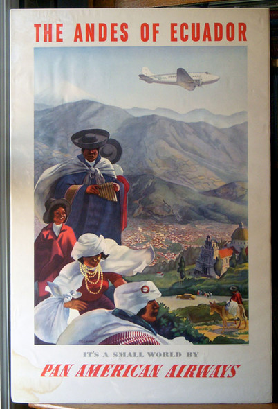 Circa 1939 Pan American Airways (PAA) Ecuador Andes Travel Poster