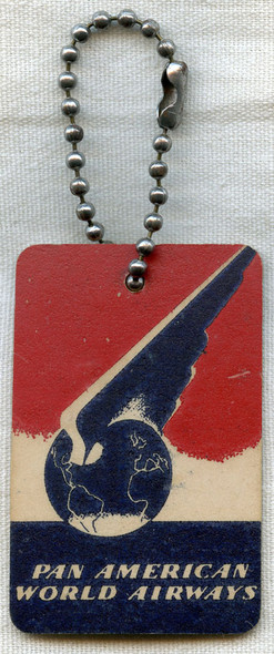 Beautiful 1940s Deco Pan Am Crew Luggage Tag