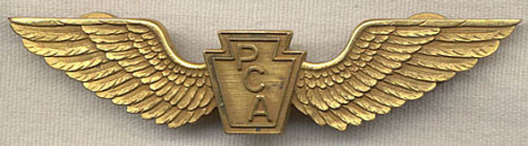 Beautiful 1930s Pennsylvania Central Airlines (PCA) Pilot Wing