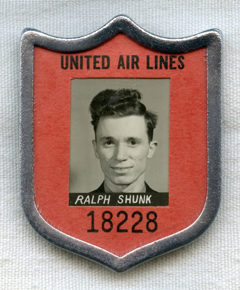 1940s United Air Lines Employee ID Badge