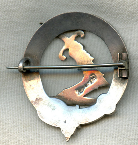 Old Style Cameron Highlanders Clan Badge Made in 19th Century in Unmarked Silver