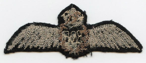 Great Variant WWII RAF (Royal Air Force) Pilot Wing Indian-Made Chainstitched Silk on Wool