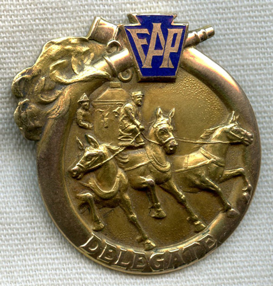 Stunning 1890s Fireman's Association of Pennsylvania (FAP) Delegate Badge