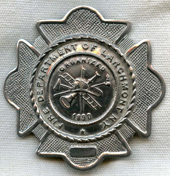 Nice Old 1910s-1920s Larchmont, New York Fire Department Badge