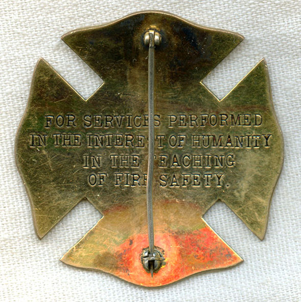 Beautiful 1950s Oregon Fire Chiefs Assoc. Life Member Badge Presented to Bishop Baker, OR