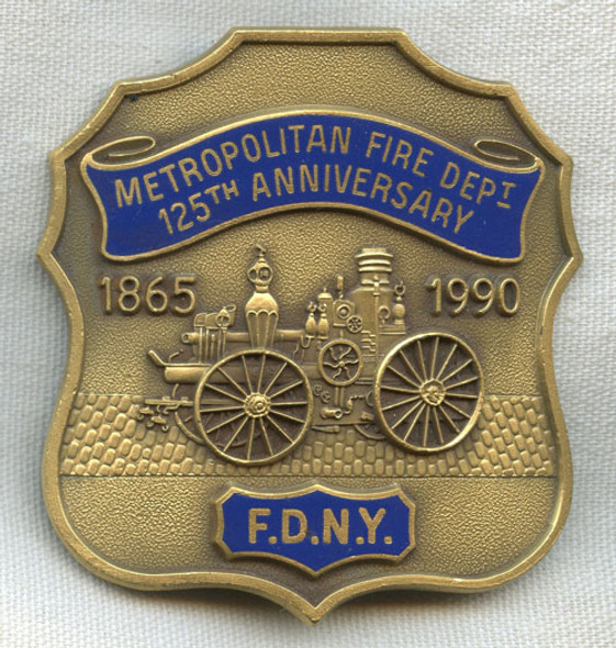 Beautiful 1990 Commemorative Badge for 125th Anniversary of F.D.N.Y. Numbered 217
