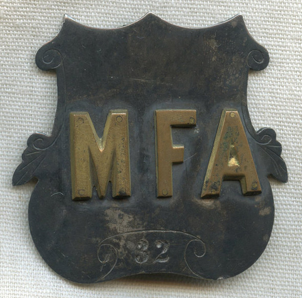 1850s Marlboro, Mass. Fire Association Member Badge in Coin Silver
