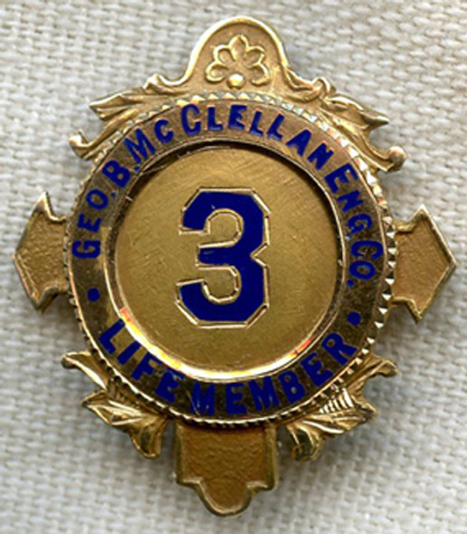 Named 1920s Perth Amboy, New Jersey Fire Dept. 14K Life Member Badge