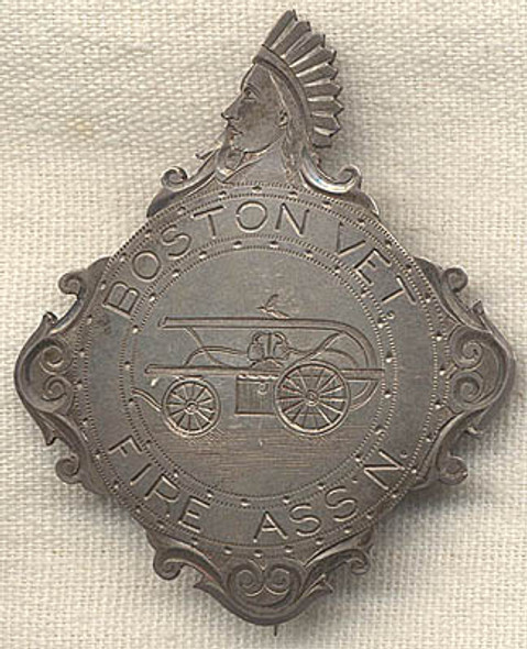 1860's - 1870's Boston Veteran Firemen's Association Silver Badge