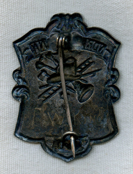 1870s-80s Norwich, Connecticut Fire Badge in Silver-Plated Brass