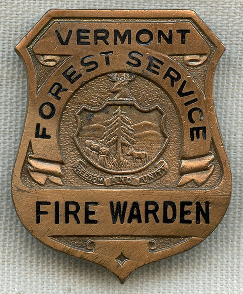 Rare 1930's Vermont Forest Service Fire Warden Badge