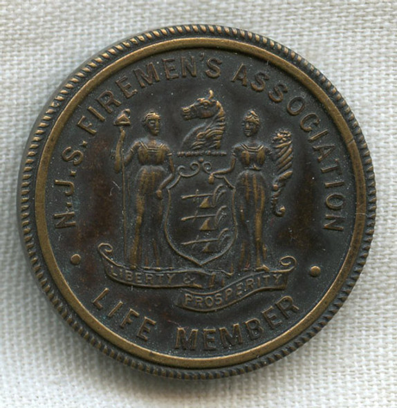 1910s New Jersey State Firemen's Assoc. Life Member Badge