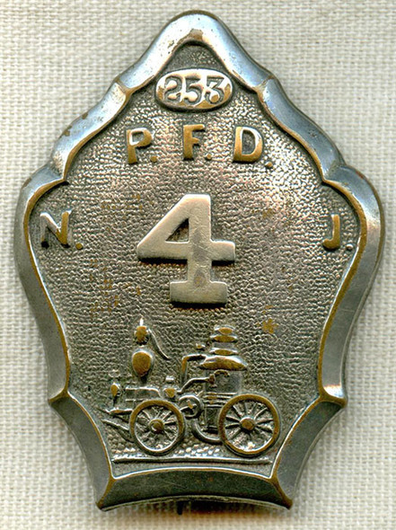 1880's Passaic, New Jersey Fire Dept. Howe Steam Fire Engine No. 4 Badge<p>NOT AVAILABLE