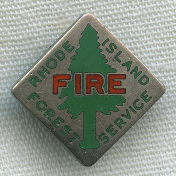 Vintage 1940s Rhode Island Forest Fire Service Enameled Collar Badge