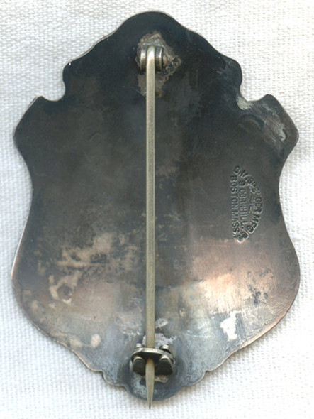 Large Coin Silver "R.I. Ones" Fire Badge from Westerly, Rhode Island