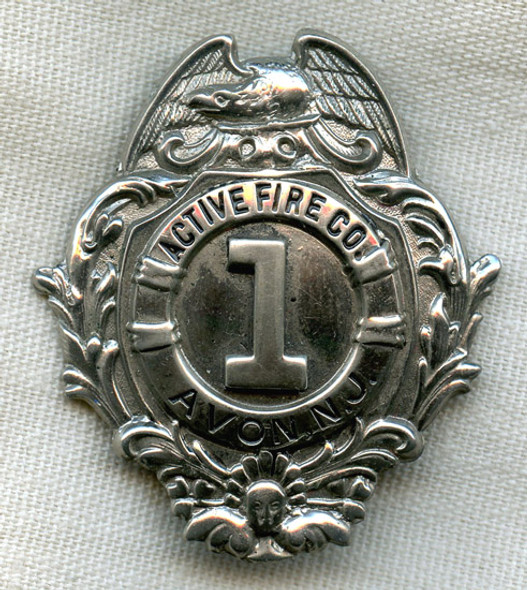 1920s Avon-by-the-Sea, NJ Active Fire Co. No.1 Fireman's Badge by Braxmar<p>NOT AVAILABLE
