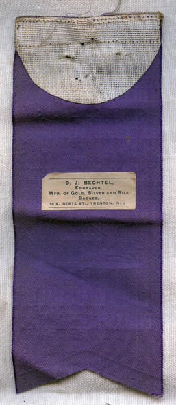 Wonderful 1886 Ribbon for 9th Annual New Jersey State Fireman's Assoc. Conv. Phillipsburg