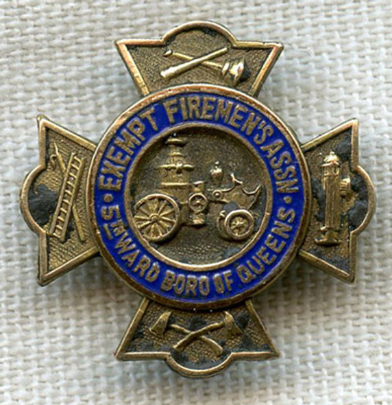 1910s 5th Ward, Boro of Queens Exempt Firemen's Association Lapel Pin Dieges & Clust