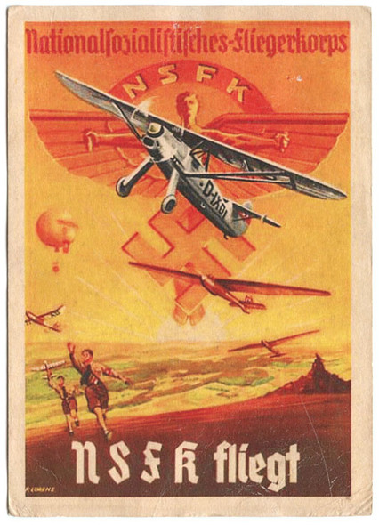 Late 1930s Nazi NSFK Nationalsozialistisches Fliegerkorps (Flyer Corps) Propaganda Post Card