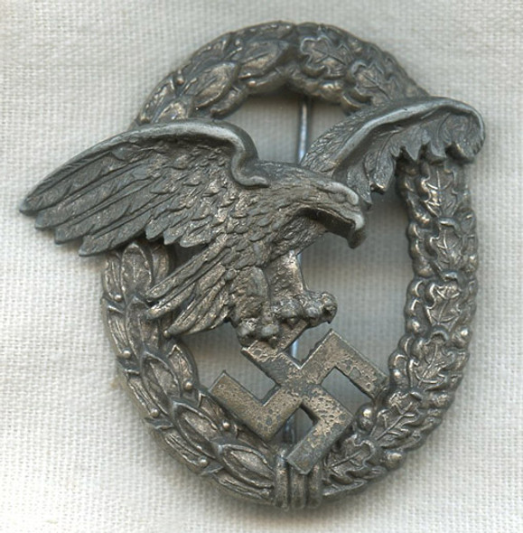 Mid-WWII Luftwaffe Observer Badge by Meybauer in Zinc