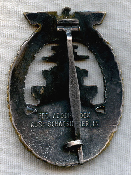 Beautiful Early War Nazi Naval High Seas Fleet Badge in Plated Tombak/Bronze
