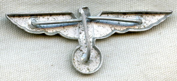 Minty WWII German Army Enlisted Man Visor Hat Eagle in Frosted Aluminum with Maker Mark