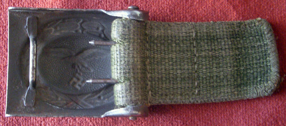 Rare Combat-Worn Luftwaffe Tropical Paint Belt Buckle with Webbed Tab