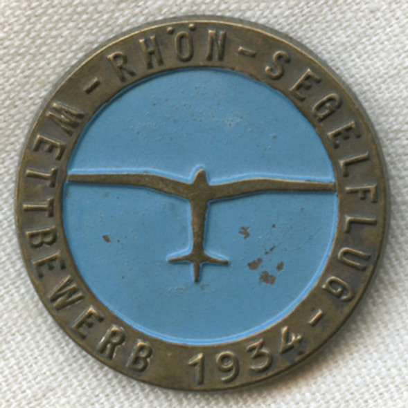 Scarce 1934 Rhone Glider Competition (Rhn-Segelflug Wettbewerb) Tinnie in Painted Brass
