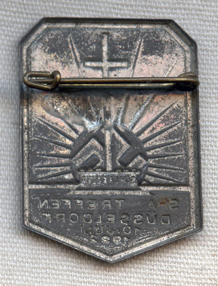 Rare 1932 SA Treffen Dusseldorf Rally Tinnie with Schlageter and Cross Theme