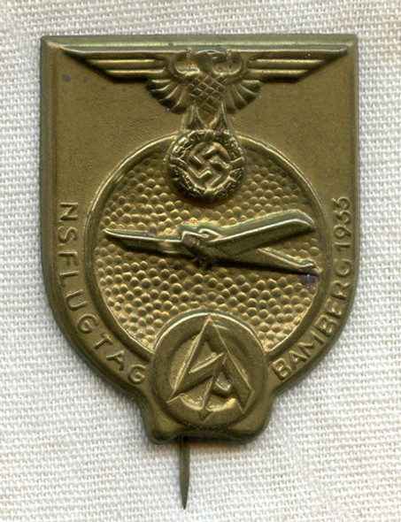 Rare 1933 SA Nazionalsozialistische (National Socialist) Flugtag Bamberg Tinnie in Brass