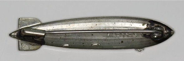 1930s Figural Graf Zeppelin Nickel-Plated Souvenir Pin Tinnie