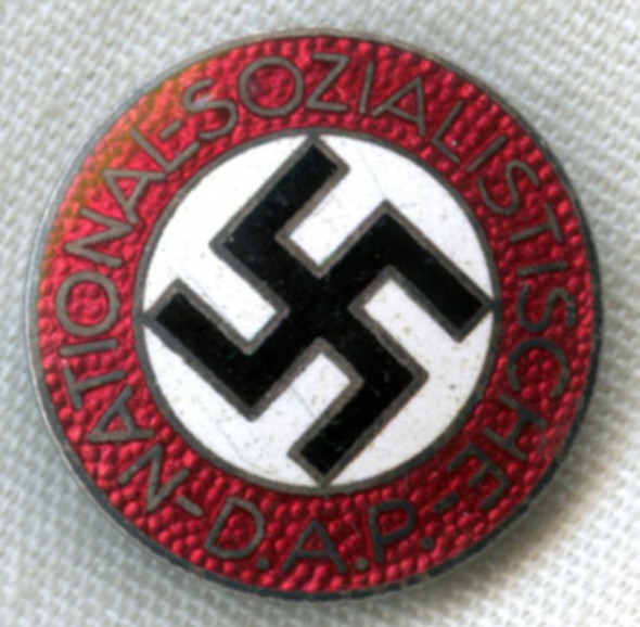 Scarce Very High Quality Lapel-Type Nazi Party (Nationalsozialistische DAP) Member Pin