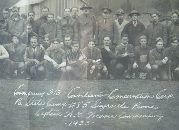 Rare Yard Long Photograph of CCC (Civilian Conservation Corps) Camp Sizerville, Pennsylvania