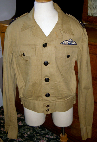 Rare WWII Royal Australian AF (RAAF) Summer Battle Dress Jacket Named & Dated 1944 with Wing
