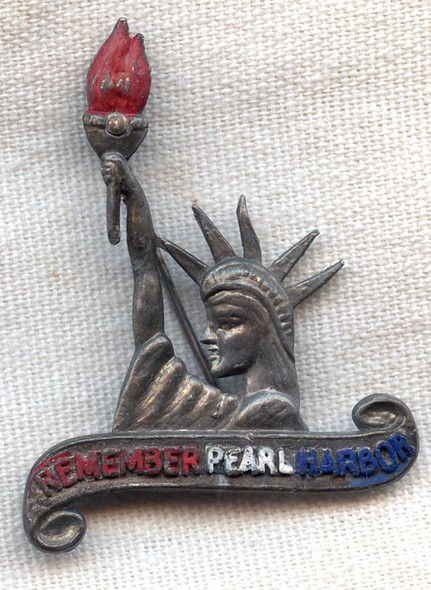 Large, Delicate Cast Lead Remember Pearl Harbor Pin - Rare to Find in This Condition
