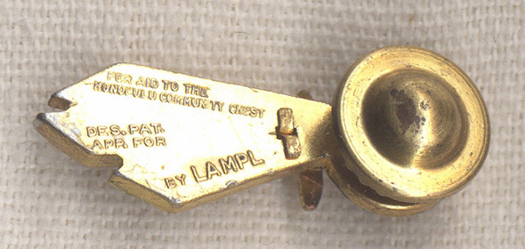 Wonderful and Scarce Small Size "Remember Pearl Harbor" Pin/Donation Badge from Honolulu