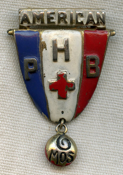 Rare Early WWII American Public Health Bureau (PHB) 6 Mth. Service Badge NO LONGER AVAILABLE