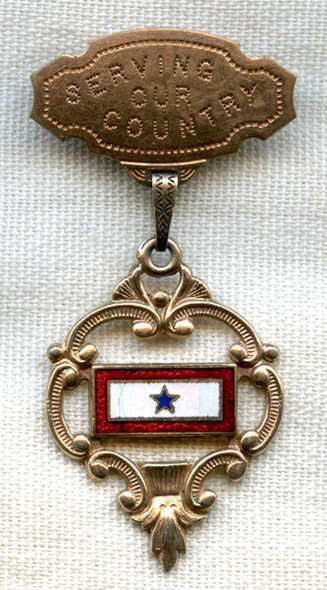 Great Ornate Early WWII "Serving Our Country" Son-in-Service Pin